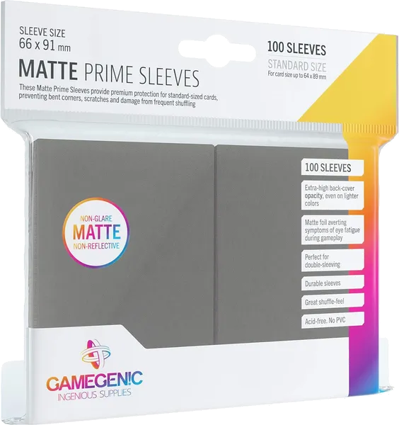 100 Matte Sleeves Prime Gris Dark