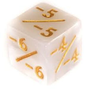 D6 modificateur négatif à l'unité - 16mm- blanc perlé