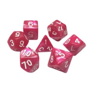 Lot de 7 Dés multiformat en boîte – Rose Rouge nacré