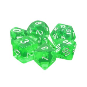 Lot de 7 Dés multiformat en boîte – Gemmes Emeraude