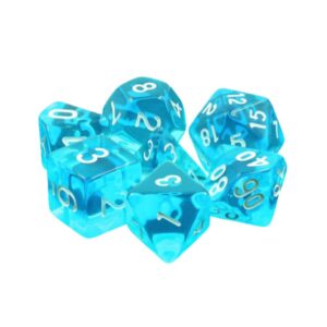 Lot de 7 Dés multiformat en boîte – Gemmes Azur