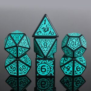 Lot de 7 dés en boîte – Magic Flame Teal