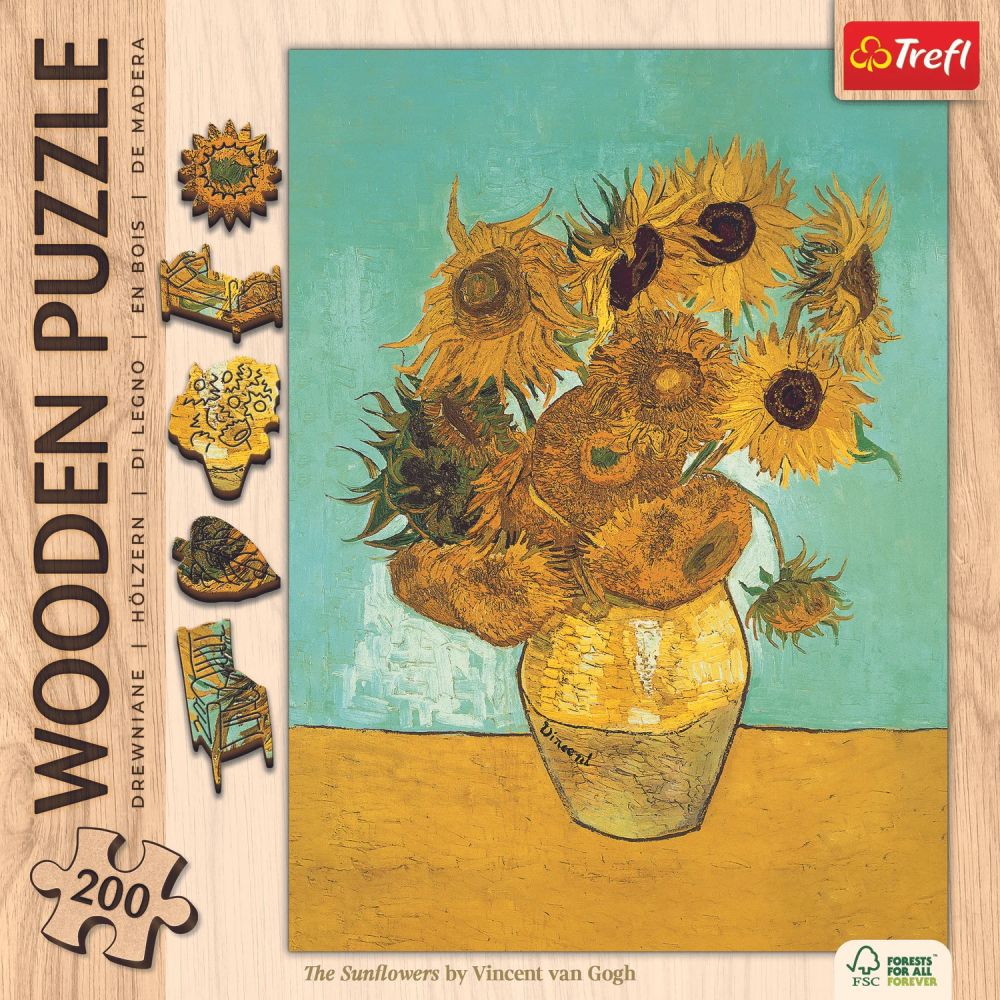 Trefl Puzzle en bois 200 - Tournesols - Vincent van Gogh