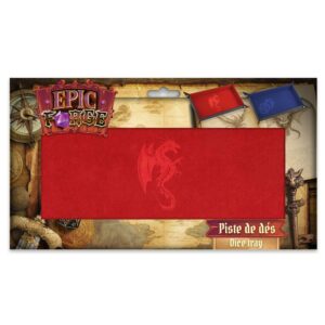 Piste de Dés rectangulaire - Dragon Rouge - Cuir et Velours - 20 x 40 cm
