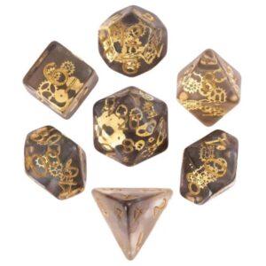 Lot de 7 Dés résine gamme Insert -  Engrenage pailleté