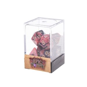 Lot de 7 Dés multiformat avec boîte– Rouge et noir