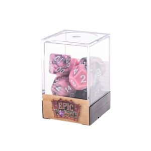 Lot de 7 dés en boîte – Fusion Noir et Rose