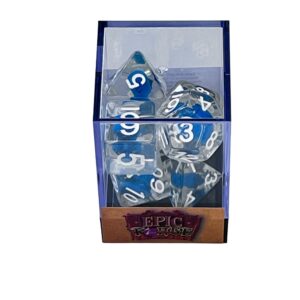Lot de 7 dés résine gamme Insert Crâne bleu